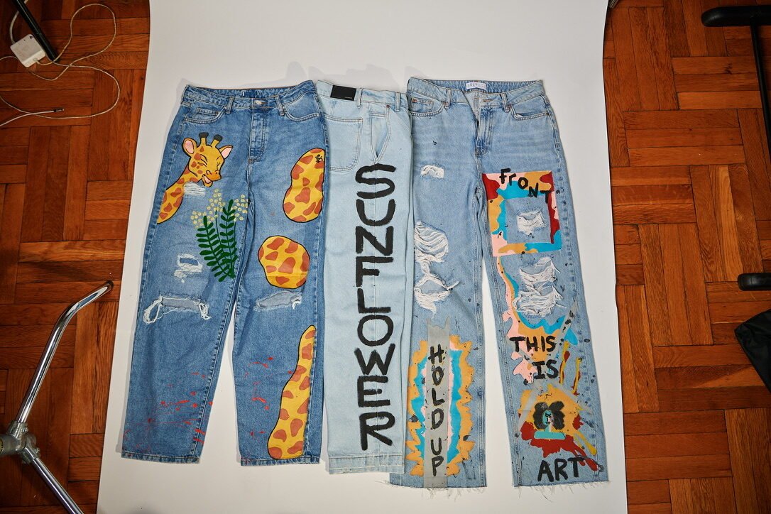 Hand-painted denim from the Montreal gift shop